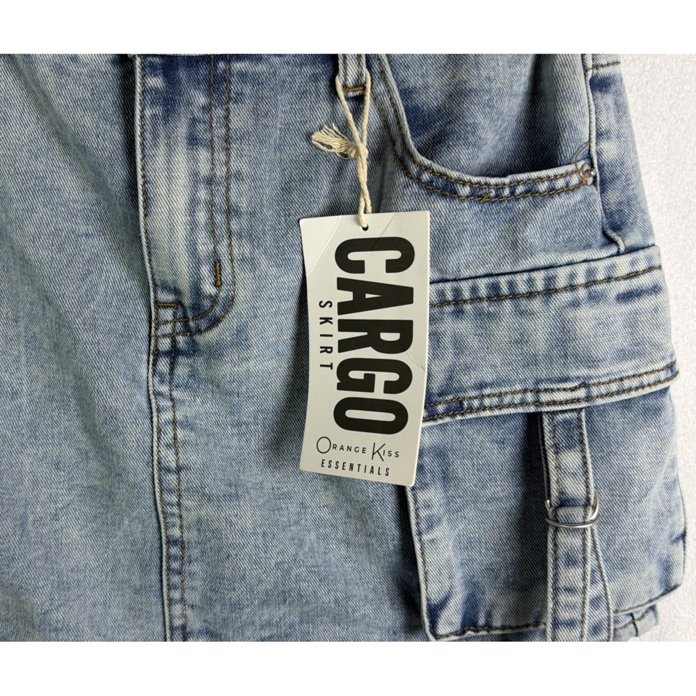 Orange Kiss Women's Denim Cargo Skirt Size Small Y2K - Picture 2 of 11